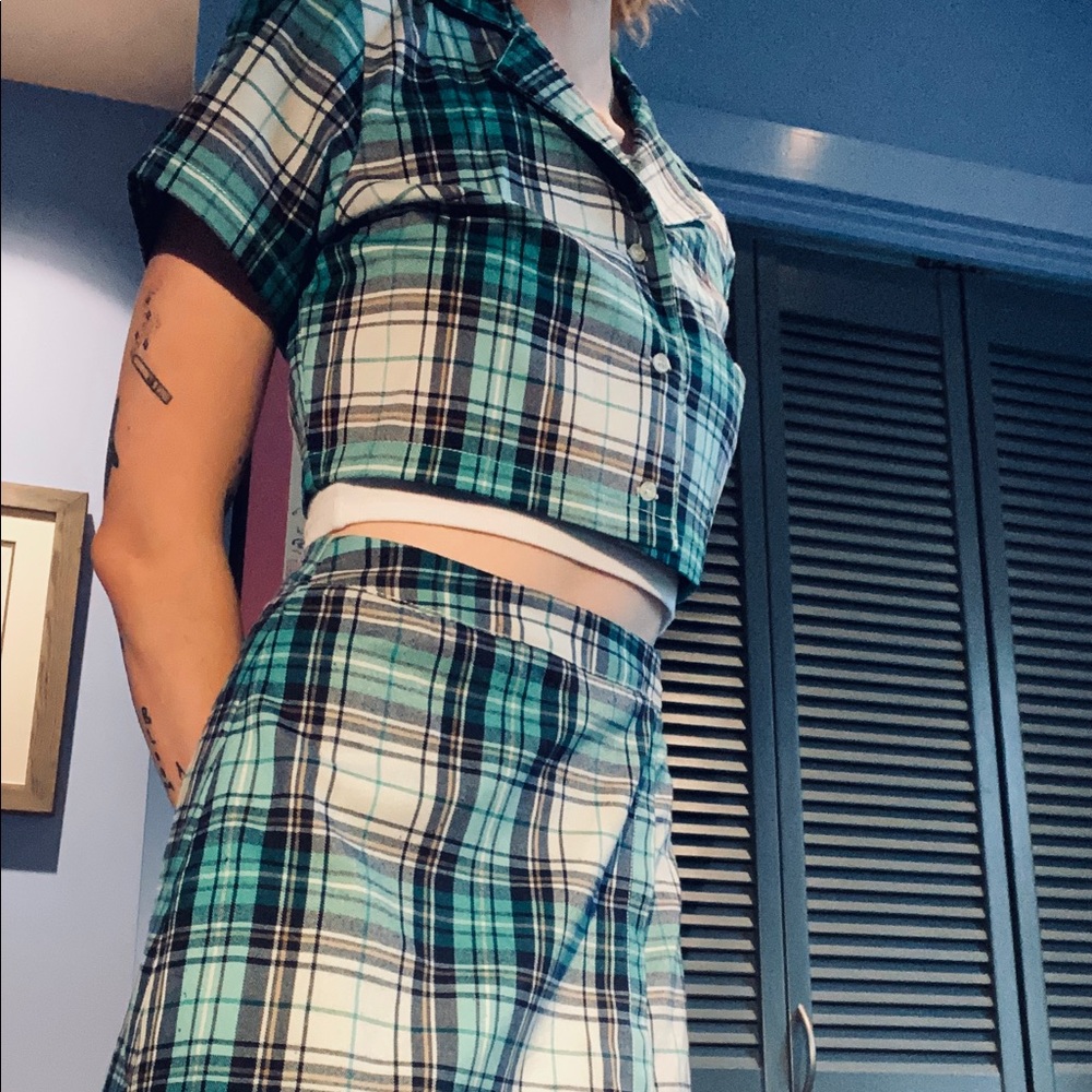 brandy melville matching plaid set